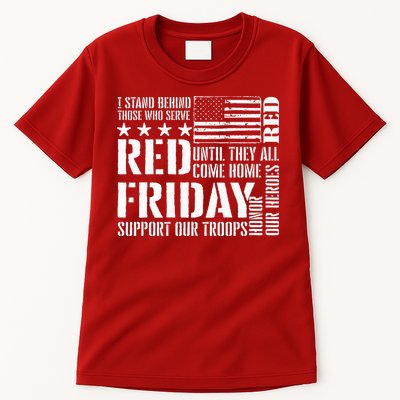 I Stand Behind Those Who Serve American Flag Red Friday Tall T-Shirt
