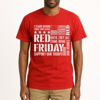 I Stand Behind Those Who Serve American Flag Red Friday Tall T-Shirt