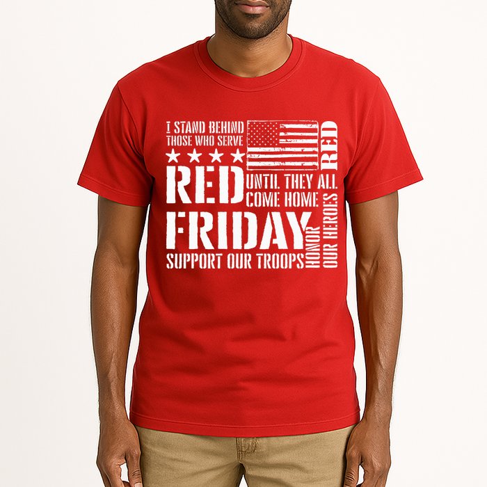 I Stand Behind Those Who Serve American Flag Red Friday Tall T-Shirt