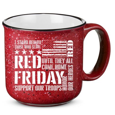 I Stand Behind Those Who Serve American Flag Red Friday 15oz Campfire Ceramic Mug