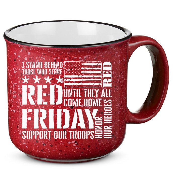 I Stand Behind Those Who Serve American Flag Red Friday 15oz Campfire Ceramic Mug