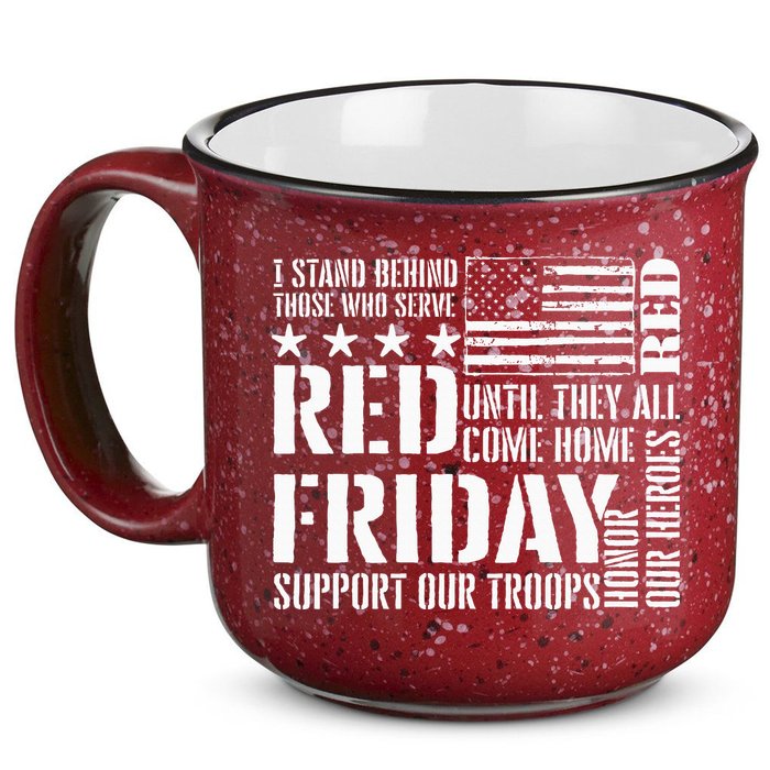I Stand Behind Those Who Serve American Flag Red Friday 15oz Campfire Ceramic Mug