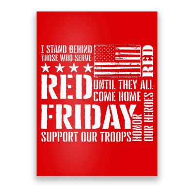I Stand Behind Those Who Serve American Flag Red Friday Poster