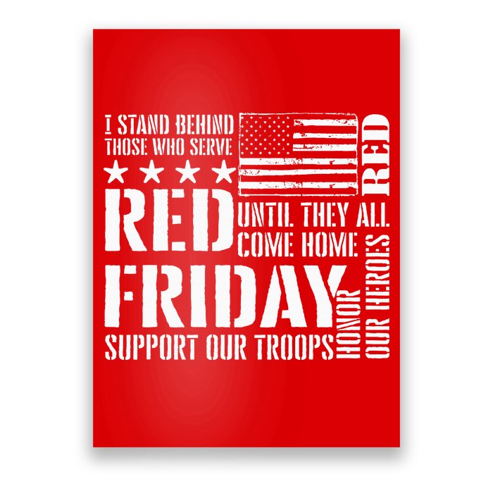 I Stand Behind Those Who Serve American Flag Red Friday Poster