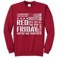 I Stand Behind Those Who Serve American Flag Red Friday Tall Sweatshirt