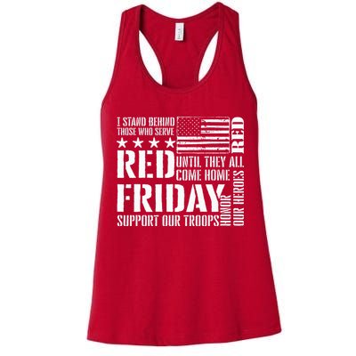 I Stand Behind Those Who Serve American Flag Red Friday Womens Tank Top