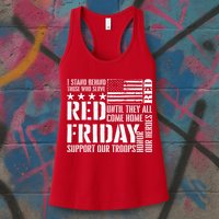 I Stand Behind Those Who Serve American Flag Red Friday Womens Tank Top