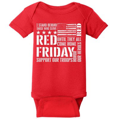 I Stand Behind Those Who Serve American Flag Red Friday Baby Bodysuit