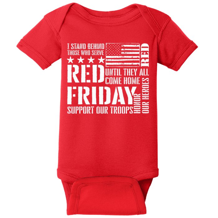 I Stand Behind Those Who Serve American Flag Red Friday Baby Bodysuit