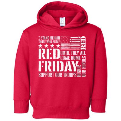 I Stand Behind Those Who Serve American Flag Red Friday Toddler Hoodie