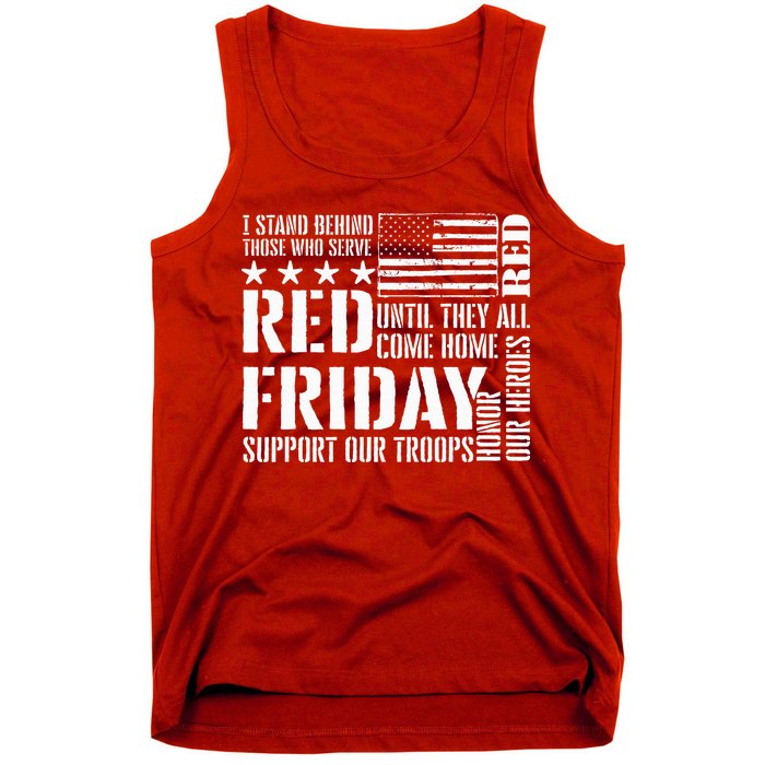 I Stand Behind Those Who Serve American Flag Red Friday Tank Top