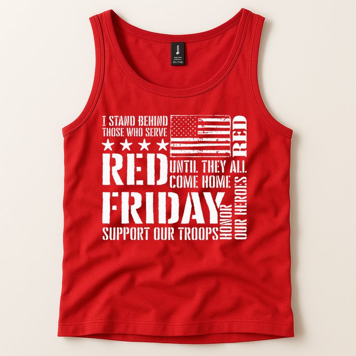 I Stand Behind Those Who Serve American Flag Red Friday Tank Top