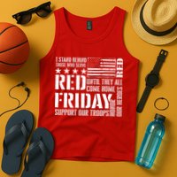 I Stand Behind Those Who Serve American Flag Red Friday Tank Top