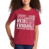 I Stand Behind Those Who Serve American Flag Red Friday Kids T-Shirt