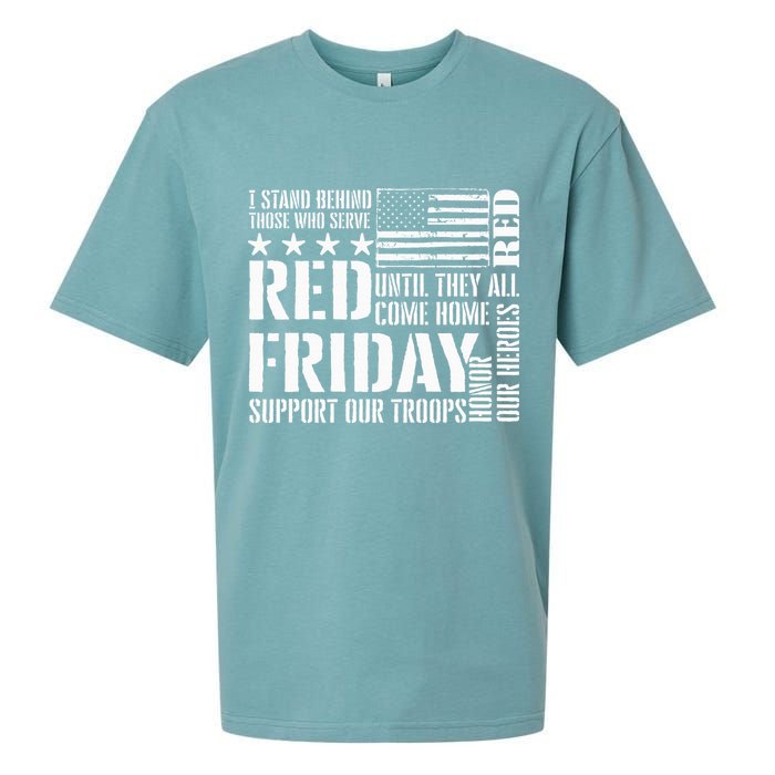 I Stand Behind Those Who Serve American Flag Red Friday Sueded Cloud Jersey T-Shirt