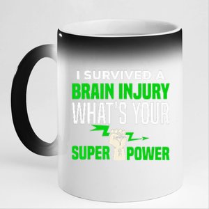 I Survived Brain Injury Awareness TBI Brain Injury Survivor 11oz Black Color Changing Mug