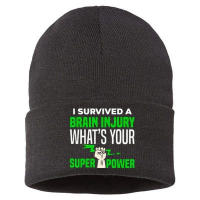 I Survived Brain Injury Awareness TBI Brain Injury Survivor Sustainable Knit Beanie