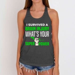 I Survived Brain Injury Awareness TBI Brain Injury Survivor Women's Knotted Racerback Tank