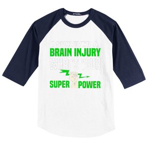 I Survived Brain Injury Awareness TBI Brain Injury Survivor Baseball Sleeve Shirt