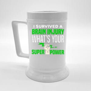 I Survived Brain Injury Awareness TBI Brain Injury Survivor Beer Stein