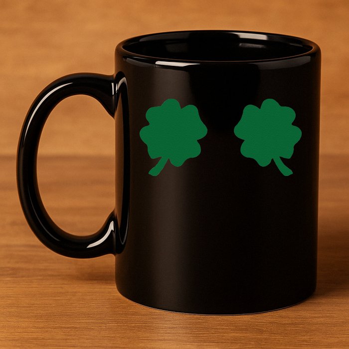 Irish Shamrock Boobs Funny St. Paddy's Day 11oz C Handle Ceramic Mug
