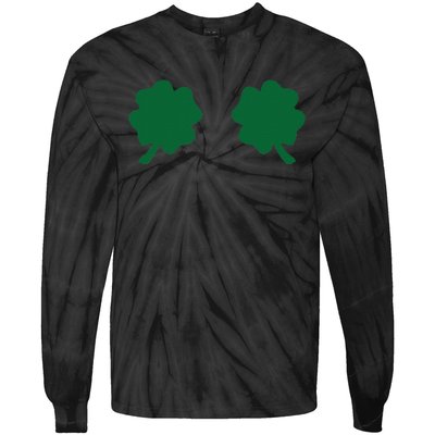 Irish Shamrock Boobs Funny St. Paddy's Day Tie-Dye Long Sleeve Shirt