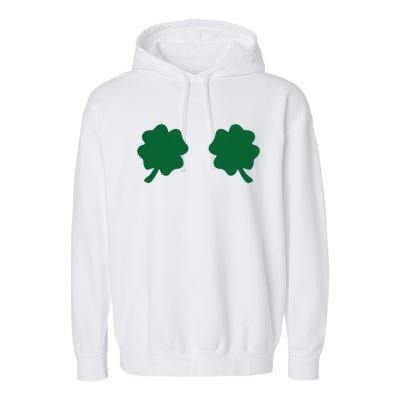 Irish Shamrock Boobs Funny St. Paddy's Day Garment-Dyed Fleece Hoodie