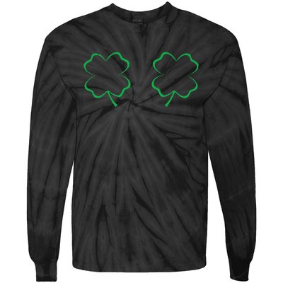 Irish Shamrock Boobs Saint Patrick's Paddys Day Bra Tie-Dye Long Sleeve Shirt