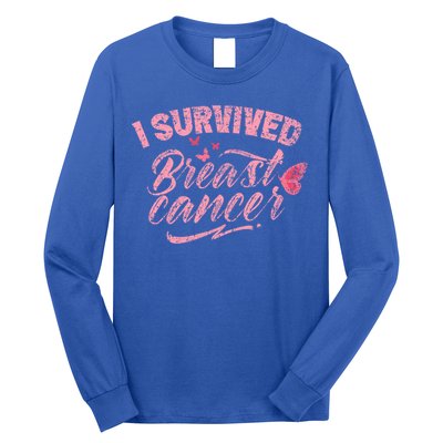 I Survived Breast Cancer Pink Support Fight Breast Cancer Gift Long Sleeve Shirt