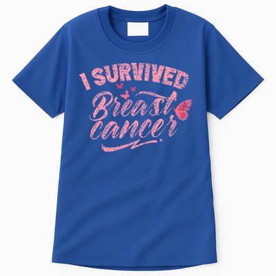 I Survived Breast Cancer Pink Support Fight Breast Cancer Gift Tall T-Shirt