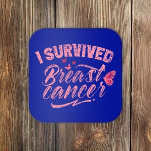 I Survived Breast Cancer Pink Support Fight Breast Cancer Gift Coaster