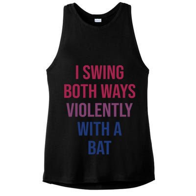 I Swing Both Ways Violently With A Bat Actual Joe Quinn Ladies PosiCharge Tri-Blend Wicking Tank