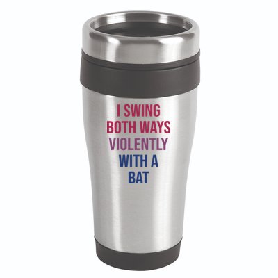 I Swing Both Ways Violently With A Bat Actual Joe Quinn 16oz Travel Tumbler