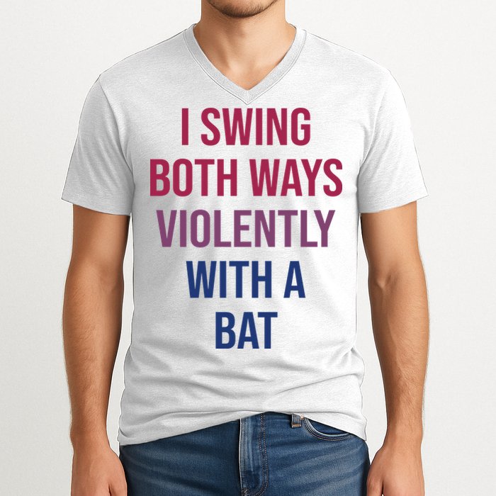I Swing Both Ways Violently With A Bat Actual Joe Quinn V-Neck T-Shirt