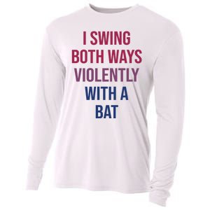 I Swing Both Ways Violently With A Bat Actual Joe Quinn Cooling Performance Long Sleeve Crew