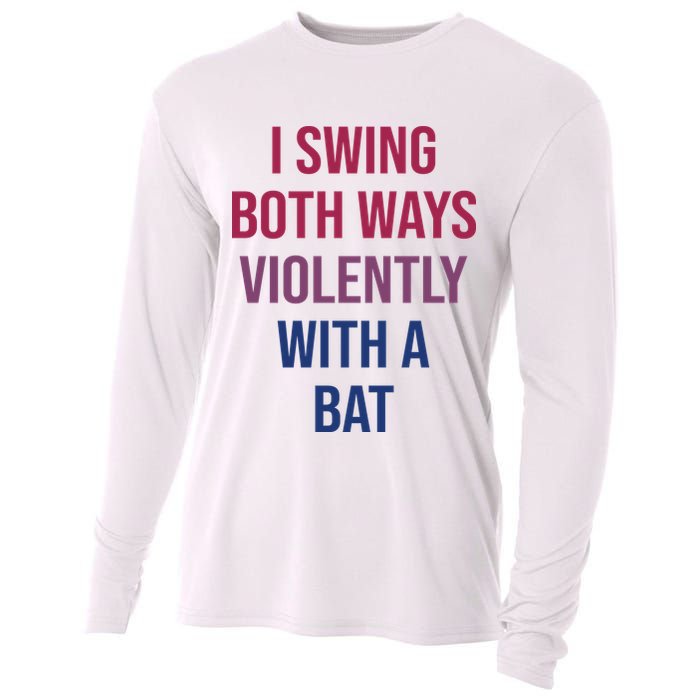 I Swing Both Ways Violently With A Bat Actual Joe Quinn Cooling Performance Long Sleeve Crew