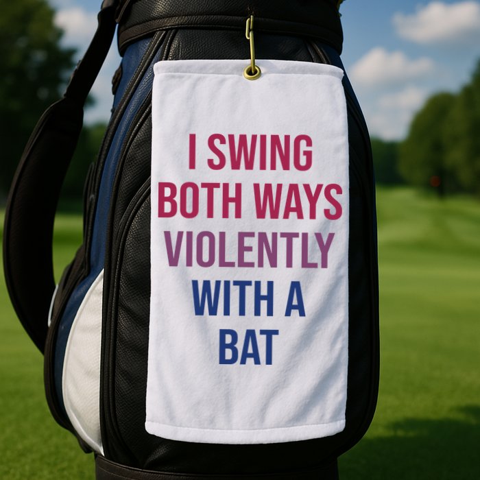 I Swing Both Ways Violently With A Bat Actual Joe Quinn Golf Towel