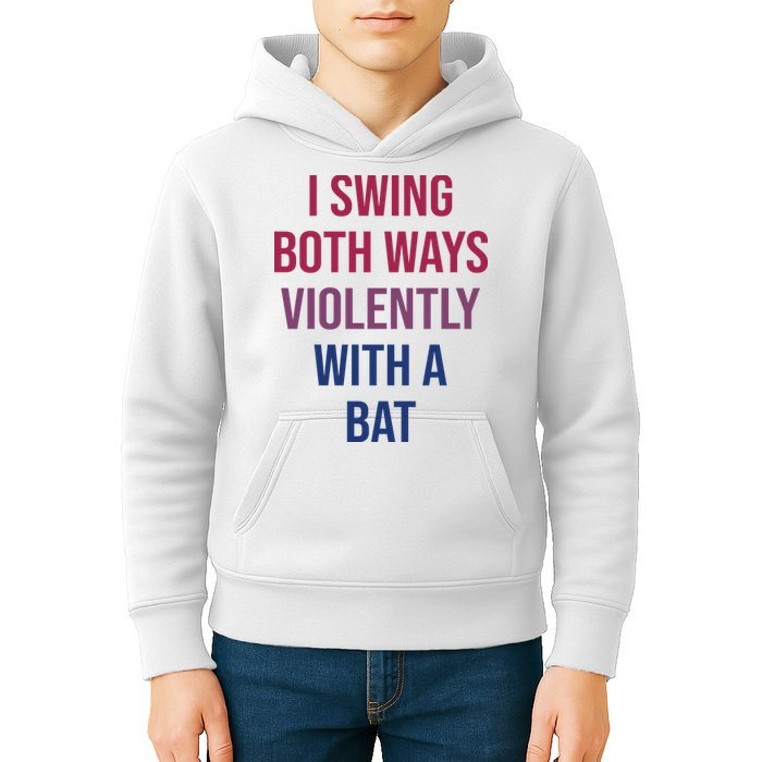I Swing Both Ways Violently With A Bat Actual Joe Quinn Kids Hoodie
