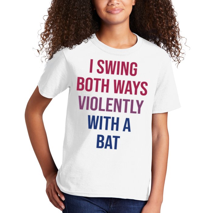I Swing Both Ways Violently With A Bat Actual Joe Quinn Kids T-Shirt