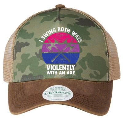 I Swing Both Ways Violently With An Axe Bisexual LGBT Pride Legacy Tie Dye Trucker Hat