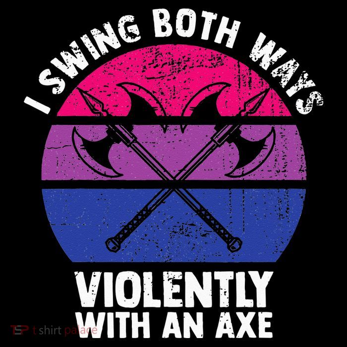 I Swing Both Ways Violently With An Axe Bisexual LGBT Pride Stripe Pom Pom Beanie