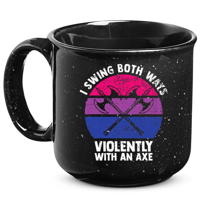 I Swing Both Ways Violently With An Axe Bisexual LGBT Pride 15oz Campfire Ceramic Mug