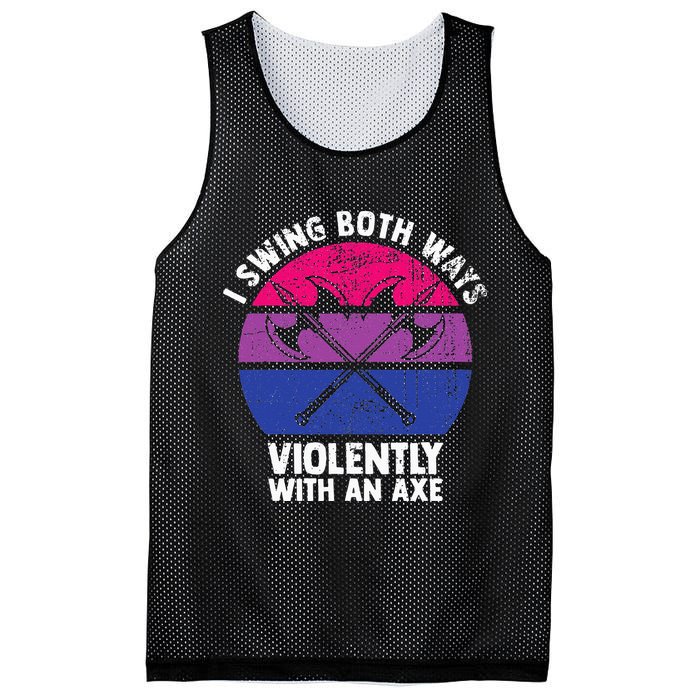 I Swing Both Ways Violently With An Axe Bisexual LGBT Pride Mesh Reversible Basketball Jersey Tank