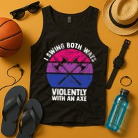 I Swing Both Ways Violently With An Axe Bisexual LGBT Pride Tank Top