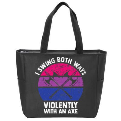 I Swing Both Ways Violently With An Axe Bisexual LGBT Pride Zip Tote Bag