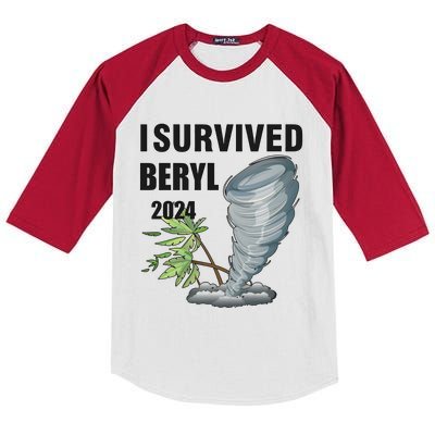 I Survived Beryl 2024 Support Squad Kids Colorblock Raglan Jersey