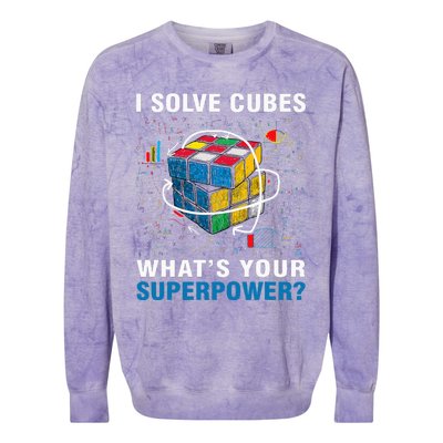 I Solve Cubes Superpower Funny Speed Cubing Colorblast Crewneck Sweatshirt