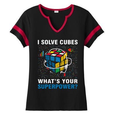 I Solve Cubes Superpower Funny Speed Cubing Ladies Halftime Notch Neck Tee