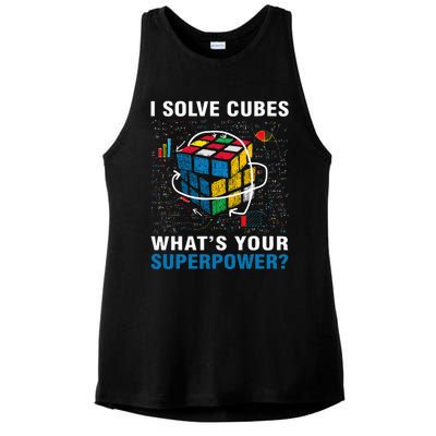 I Solve Cubes Superpower Funny Speed Cubing Ladies PosiCharge Tri-Blend Wicking Tank