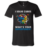 I Solve Cubes Superpower Funny Speed Cubing V-Neck T-Shirt